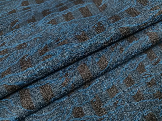 平和屋着物●男性　小紋　霞文　キングサイズ　洗える着物　未使用　AABA5222ph