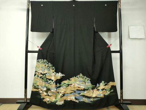 平和屋着物■豪華黒留袖 御所解文 金彩 正絹 逸品 CAAM1586ev 平和屋着物■豪華黒留袖 御所解文 金彩 正絹 逸品 CAAM1586ev