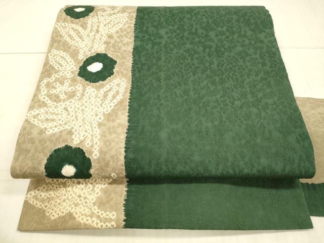 平和屋着物●九寸名古屋帯　絞り　草花文　正絹　逸品　DAAX0239cm