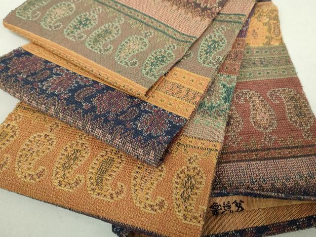 平和屋着物●織物一筋名門　織悦　半幅帯　ペイズリー花文　正絹　逸品　DABA1856ps