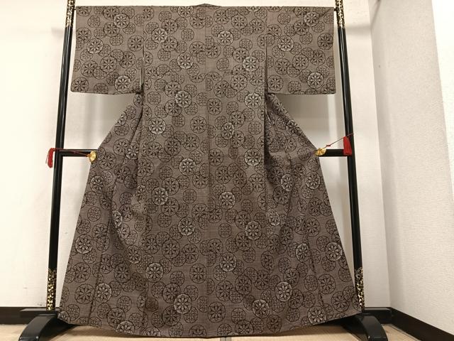 平和屋着物●本場大島紬　一元7マルキ　源氏車文　そごう扱い　正絹　逸品　AAAY7950ph