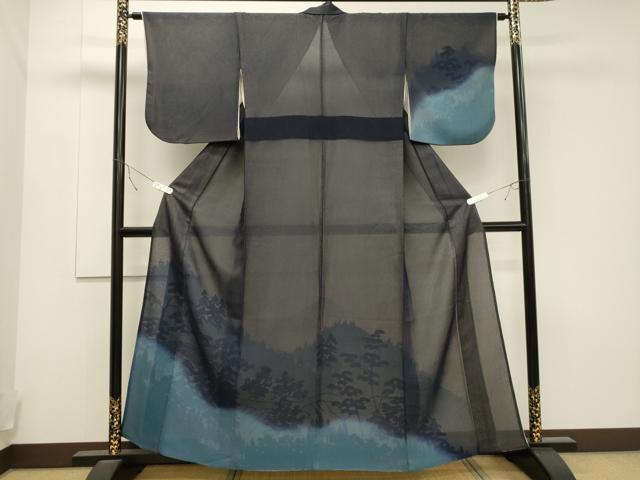 Rakuten - 平和屋着物▽訪問着　無双　紗袷　紋紗×紗　風景文　正絹　逸品　CAAT9526dy