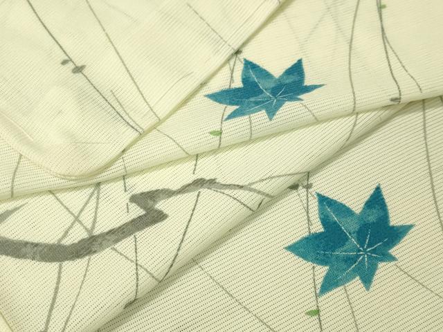 平和屋着物＊夏物 小紋 絽 枝紅葉 化繊 未使用 CAAV4428vp