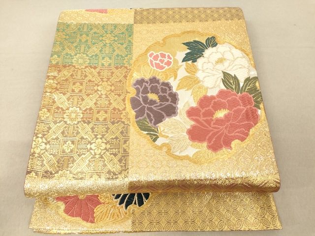 平和屋着物◎六通柄袋帯　唐織　雪輪草花文　金銀糸　正絹　逸品　AAAI7548Bfw
