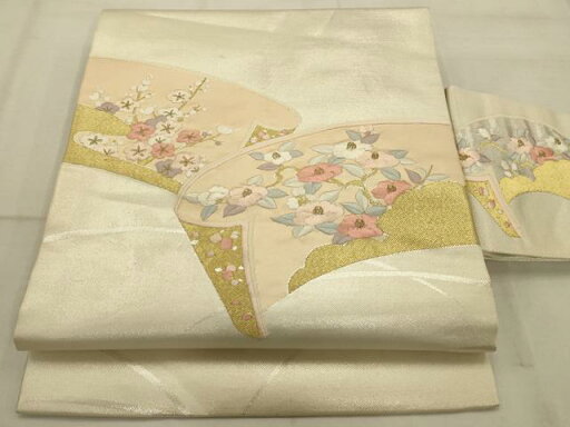 平和屋着物◎九寸名古屋帯 刺繍 草花文 金銀糸 正絹 逸品 AAAQ5739tm 平和屋着物◎九寸名古屋帯 刺繍 草花文 金銀糸 正絹 逸品 AAAQ5739tm