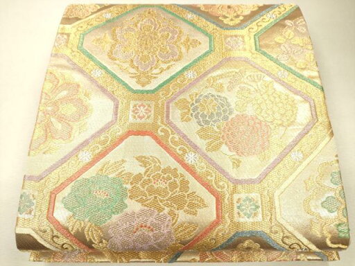 平和屋着物●六通柄袋帯 格天井正倉院花文 金銀糸 逸品 CAAJ0429eg 平和屋着物●六通柄袋帯 格天井正倉院花文 金銀糸 逸品 CAAJ0429eg