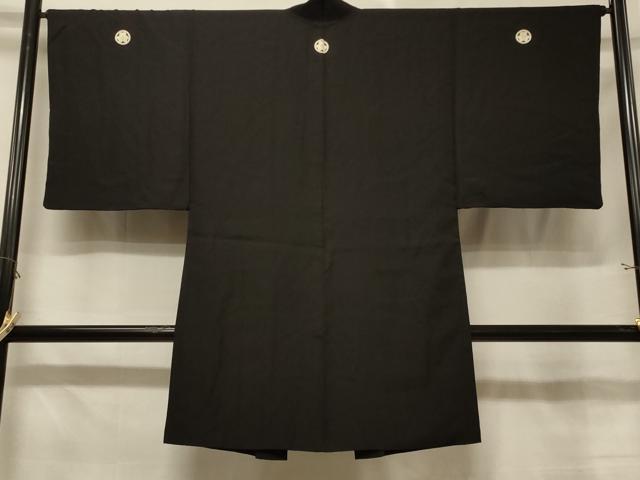 平和屋着物＃男性　長羽織　黒紋付き　正絹　逸品　CABE5312in