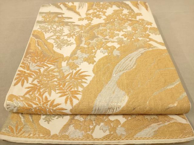 平和屋着物◎六通柄袋帯　風景文　金糸　正絹　逸品　AAAZ5837dt