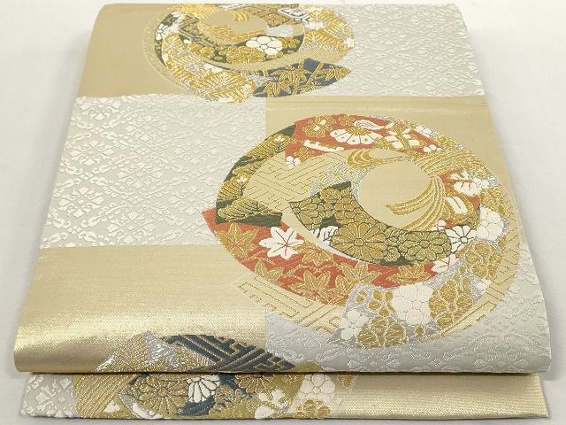 平和屋着物■六通柄袋帯　結び熨斗吉祥花文　金銀糸　正絹　逸品　AAAM1672Aaz