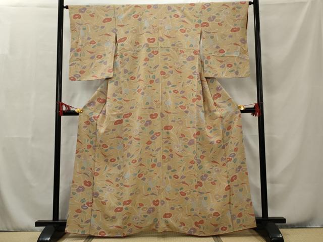 平和屋着物■上質な小紋　草花文　正絹　逸品　AAAQ6654ou