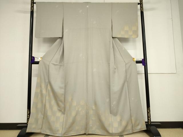 平和屋着物●訪問着 市松花文 金彩 正絹 逸品 AAAR0727ck
