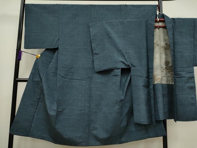 平和屋着物■男性 紬 アンサンブル 濃紺地 正絹 逸品 CAAL7230ou