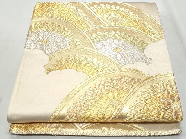 平和屋着物◎六通柄袋帯 立波菊文 金銀糸 正絹 逸品 CAAZ4833fb