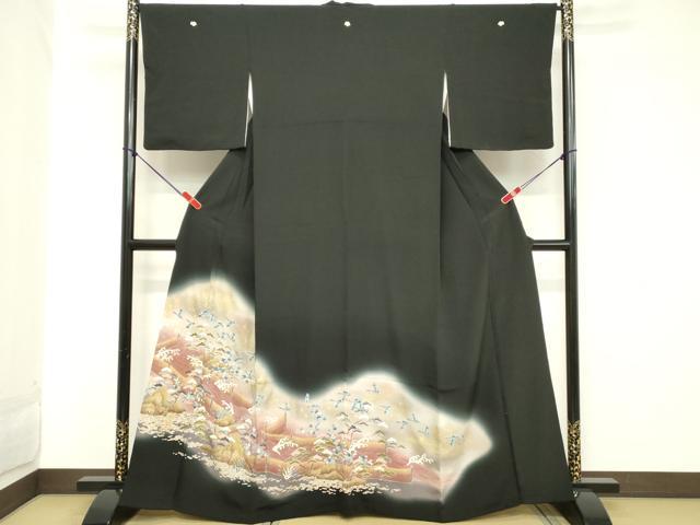 Rakuten - 平和屋着物■豪華黒留袖　飛鳥文　暈し染め　金銀彩　正絹　逸品　DABC4555cd