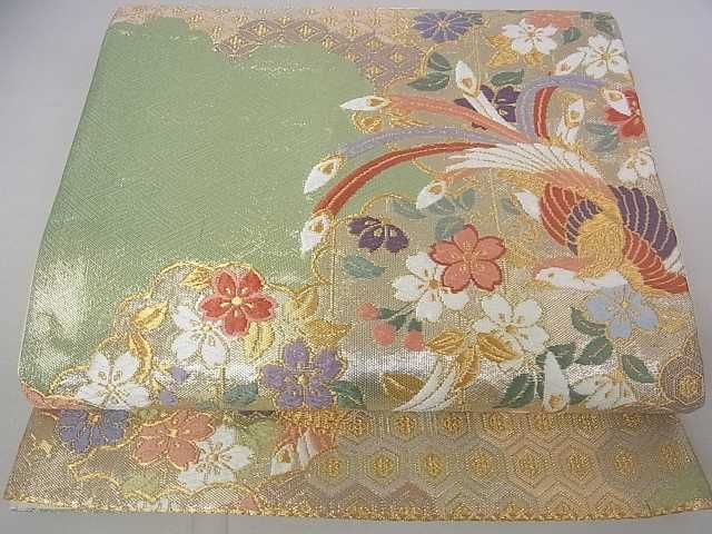 平和屋着物◎六通柄袋帯　鳳凰吉祥花蝶文　金糸　逸品　DAAD0895ar