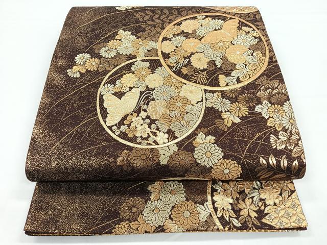 平和屋着物◎六通柄袋帯 正倉院蒔絵文 金糸 正絹 逸品 CAAZ7424nb