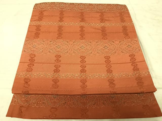 平和屋着物◎西陣　小池織物謹製　全通柄袋帯　ふくれ織　横段花文　正絹　逸品　AAAZ2279yx