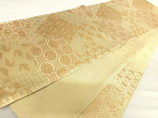 平和屋の平和屋着物◎佐賀錦 六通柄袋帯 名物裂 金糸 正絹 逸品 AABC4747yx｜アングル3
