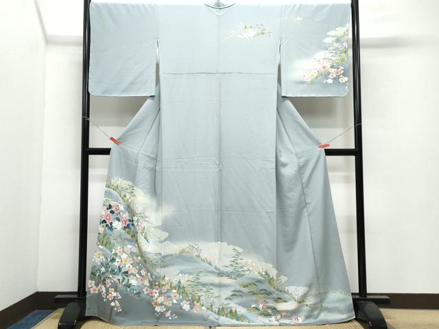 平和屋着物●訪問着　友禅　枝松花文　暈し染め　正絹　逸品　CAAZ8311vf
