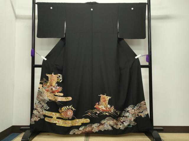 Rakuten - 平和屋着物●豪華黒留袖　宝船　金銀彩　正絹　逸品　未使用　CABB0225gh
