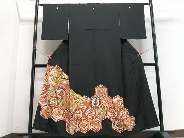 Rakuten - 平和屋着物■豪華黒留袖　駒刺繍　鳳凰花文　金彩　正絹　逸品　CABE7388xe