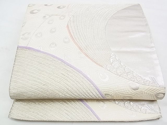 平和屋着物■六通柄袋帯　唐織　孔雀文　銀糸　逸品　n-yc4011