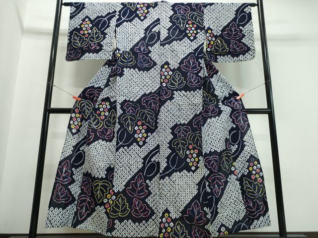 Female Yukatas - 平和屋着物∴夏物　浴衣　有松鳴海絞り　葡萄蔦の葉文　綿　逸品　CABB6579ng