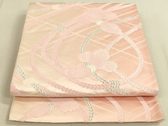 平和屋着物◎六通柄袋帯　紐文　銀糸　逸品　DAAI2626ox