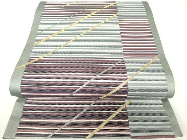 Other - 平和屋着物▼六通柄袋帯　斜線文　金糸　正絹　逸品　DAAX3265az