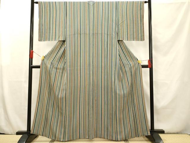 平和屋着物■上質な小紋 縞 正絹 逸品 AAAR3900fy