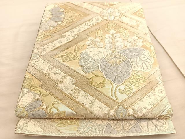 平和屋着物◎六通柄袋帯　唐織　松皮菱桐文　金銀糸　正絹　逸品　BAAV8684hv