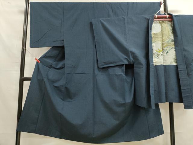 平和屋着物■男性 紬 アンサンブル 留紺色 正絹 逸品 DAAO4800tw