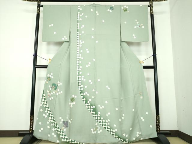 平和屋着物●極上　きもの志麻　岩下志麻ブランド　小紋　葡萄唐草丸文　金彩　檳榔子染色地　反端付き　逸品　CZAA4792s6 平和屋着物○極上 きもの志麻 岩下志麻ブランド 小紋 葡萄唐草丸文