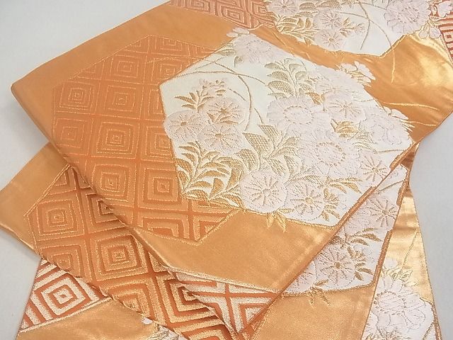 平和屋着物■六通柄袋帯　吉祥草花文　金糸　逸品　uw0663(4)