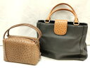 平和屋着物▼和装小物 和装バッグ2点セット ハンドバッグ LOUIS ANGE 皮製品 オーストリッチ 逸品 AAAV5989ay