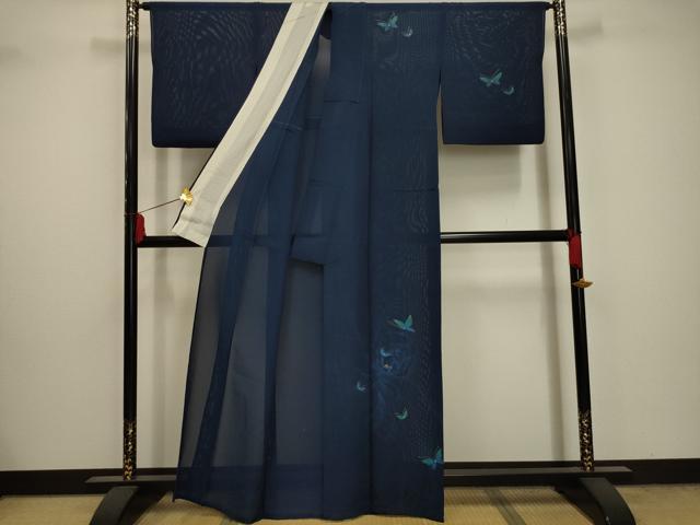 平和屋着物＊夏物　訪問着　絽　舞蝶文　金彩　正絹　逸品　AAAY0481sx