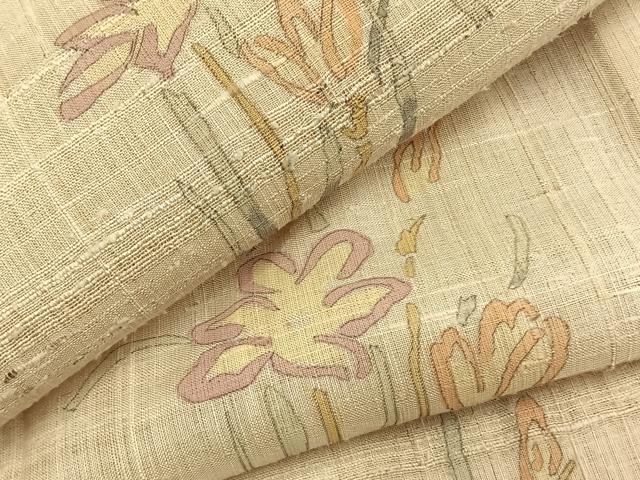 平和屋着物＊夏物　生紬　草花文　正絹　逸品　AAAY2935fy