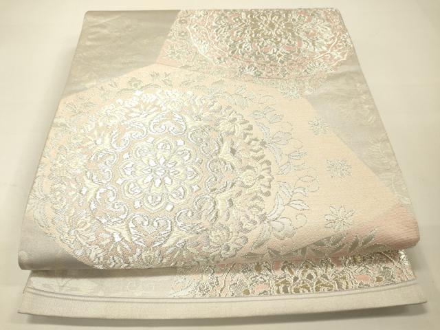 平和屋着物◎六通柄袋帯 切嵌花鳥文 銀糸 正絹 逸品 DAAK2024zy