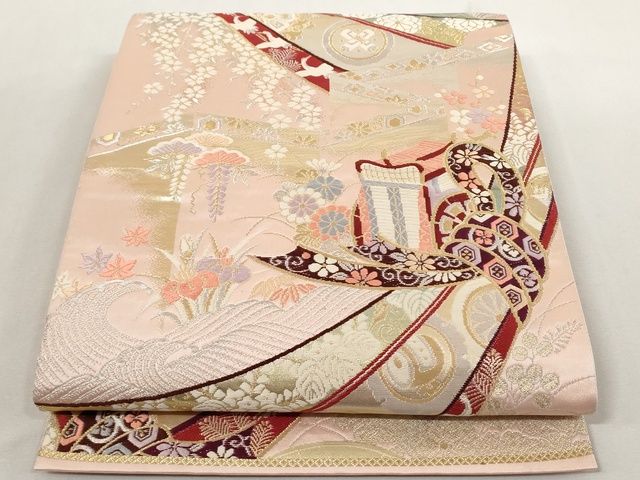 平和屋着物◎六通柄袋帯　唐織　宝飾能美　創美彩箔　正絹　逸品　AAAM1766Aaz