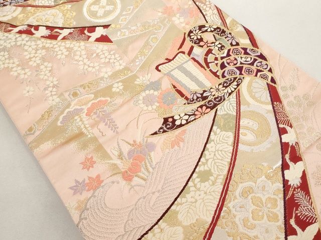 平和屋着物◎六通柄袋帯　唐織　宝飾能美　創美彩箔　正絹　逸品　AAAM1766Aaz