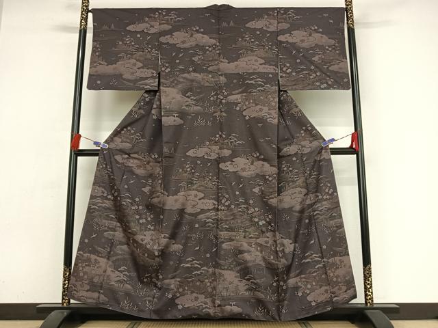 Rakuten - 平和屋着物●本場染大島紬　訪問着　雲取り風景文　正絹　逸品　AAAZ3148np