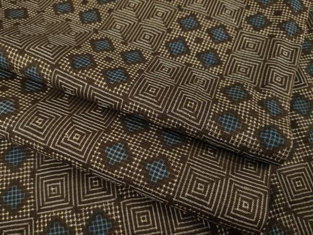 平和屋着物●本場大島紬　一元絣　市松菱文　正絹　逸品　AABH8465ck