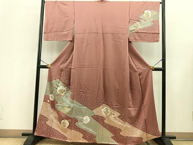 平和屋着物■訪問着 絞り 刺繍 雪輪花文 金彩 正絹 逸品 BAAQ0628ct