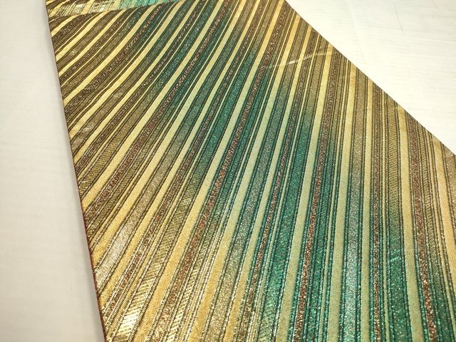 平和屋の平和屋着物◎全通柄袋帯 斜縞 金糸 正絹 逸品 AAAL1573Amf｜アングル2