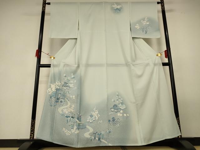 ■■■　サイズ　■■■ 身丈 159.5cm（肩から） 裄丈 62.5cm 袖丈 48.5cm　縫込み 3cm 袖幅 32cm 前幅 25cm 後幅 30.5cm 着物縫いこみ 内揚げ 0cm 裄 お袖側 約1.5cm　身頃側 約1.5cm ■■■　商品詳細　■■■ 【正絹】 状態は特に目立ったシミ汚れなどもなく大変良い状態です。 大変上質な逸品になります。 お安く出品致しますので、是非この機会にいかがでしょうか？ ■■■　注意事項　■■■ ■モニター発色の具合により色合いが異なる場合がございます。 ■寸法は多少の誤差が生じる場合がございますのでご了承ください。 ■縫込みの長さが左右非対称の場合は短い部分を記載しております。 左右非対称であってもご返品・お値引き等の保証は出来かねますので、ご了承の上ご購入をお願い致します。 ■シミ等のチェックには注意を払っておりますが、見落としがある場合もございますし、個人の見解も様々ですので神経質な方のご購入はお控えください。 ■箪笥に入っておりました着物や帯なので畳みシワや匂いがあるものもございます。 ■お休みは基本的に土日祝となりますが、その他臨時でお休みする場合がございますのでご了承ください。 ■商品の発送は平日のみの発送となります。 ■夜間と土曜、日曜日はお問い合わせの回答が遅れる場合がございます。 ■当店では、お直し、紋入れ、お手入れ等は承っておりません。 ■生地の状態（ヤケ、経年劣化等）によってはサイズ直しが出来ない場合がございます。 その点もどうかご了承のうえ、ご購入をお願いいたします。 ■弊社で取り扱う商品は一点ものにつき、時期や在庫状況に応じて金額が変更となる場合がございます。 ■検針は行っておりません。予めご了承いただきますようお願いいたします。 ■【洗える着物】と記載のある商品におきましては、商品お届け後に洗濯を行ってしまってからのご返品にはご対応しかねます。 念の為、専門店でのお手入れをお願いいたします。 ■着物のサイズ目安は下記を参考ください↓ ＜女性着物＞　お端折り次第で＋5cm　−1cmが着用可能サイズ 　例）身丈170cmの場合、身長160cm〜175cm ＜男性着物＞　身丈＋約25cm〜27cm程が適応身長 　例）身丈155cmの場合、身長180〜182cm