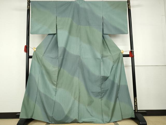 Kimono - 平和屋着物●本場大島紬　染大島　訪問着　よろけ斜縞　正絹　逸品　AABG7992cs