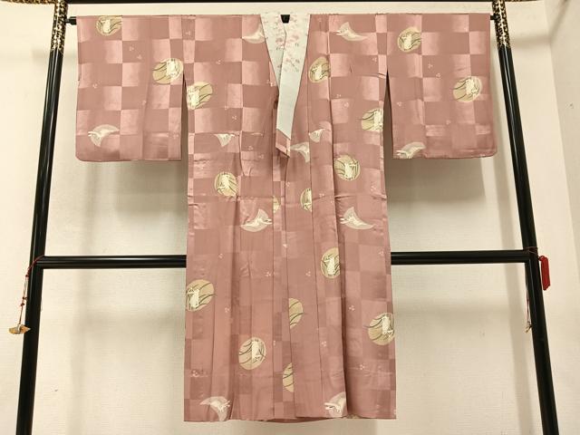 平和屋着物○長襦袢 無双仕立て 市松兎丸文 正絹 逸品 AABB4443ck 平和