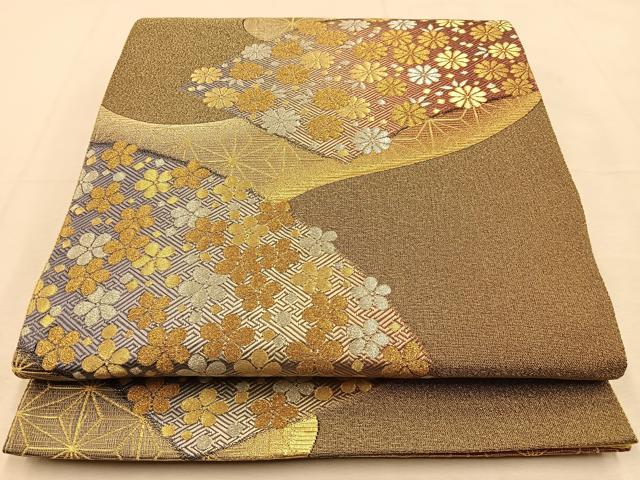 平和屋着物◎六通柄袋帯　地紙菊梅文　金銀糸　正絹　逸品　BAAU3067hj
