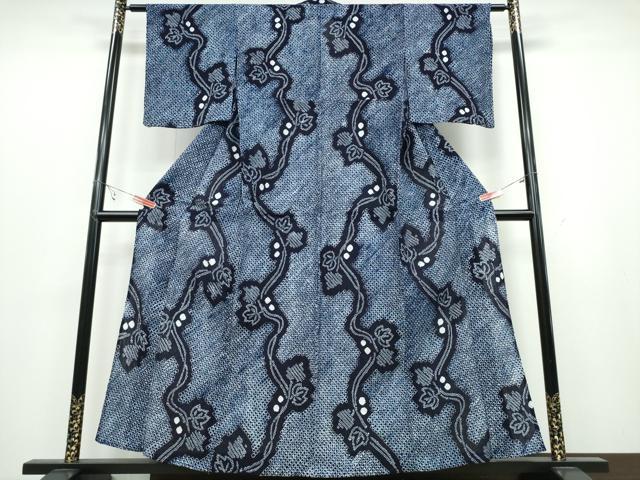 平和屋着物∴夏物　浴衣　有松鳴海絞り　南天文　綿　逸品　CABB6603ng
