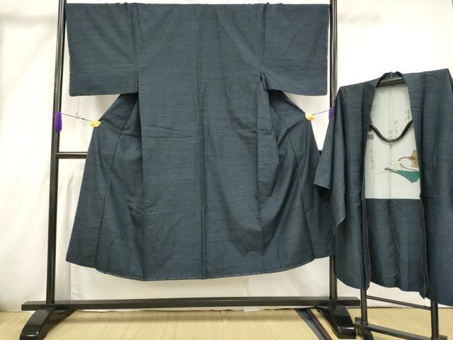 平和屋着物■男性 紬 アンサンブル 100亀甲 亀甲柄 正絹 逸品 AAAT1362gw